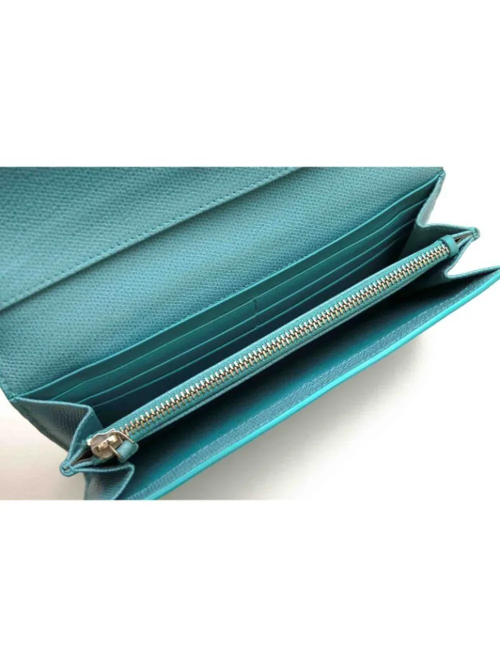 Tiffany & Co Wallet Leather Blue Continental Flap with Coin Purse Bifold